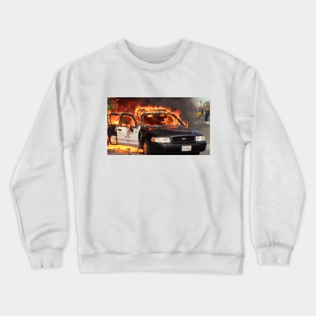 Burning Cop Car Crewneck Sweatshirt by dwatkins